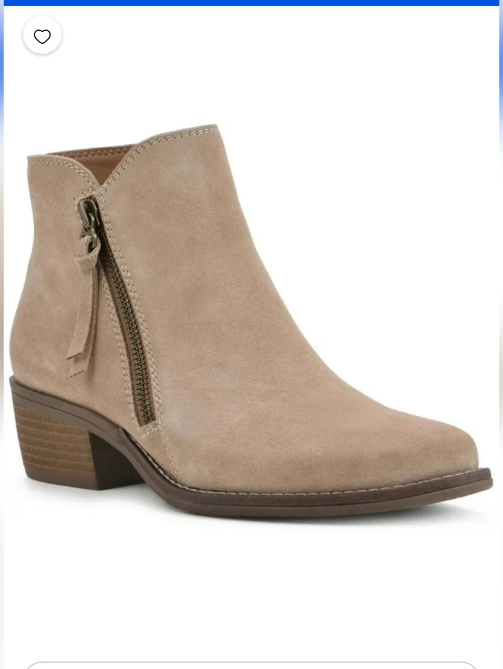 White Mountain Altos Leather Block Heel Ankle Boot In Beachwood Suede